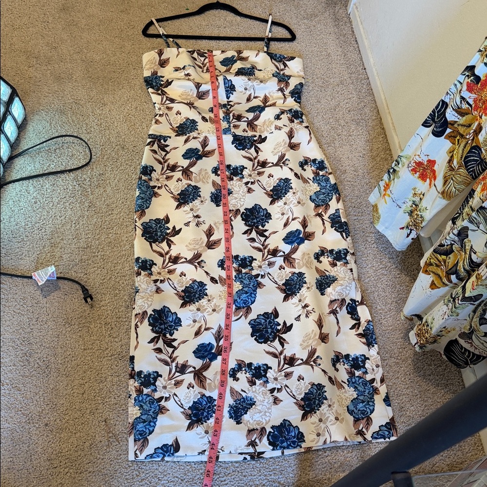 Tory Burch Cream and Blue Floral Backless Dress - Picture 11 of 16